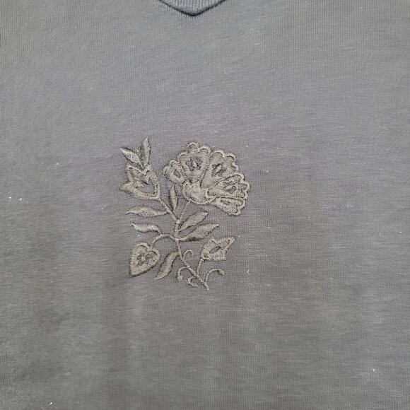 Vintage 90s Floral Flower Shirt Womens Large 20x25 Black USA - Picture 8 of 11